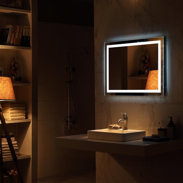 【方形】触摸LED浴室镜-内置灯带-40*24"-6