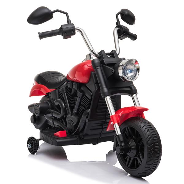 【WH】儿童电动摩托车 带辅助轮 单驱动 红色-4