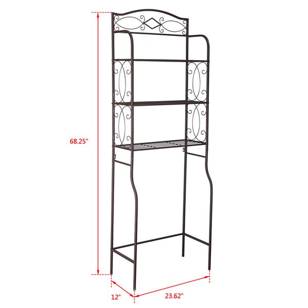 三层金属浴室置物架-咖啡色-5