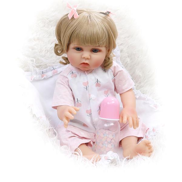 【KRT】全胶仿真娃娃：18英寸 粉白小花睡衣婴儿-31