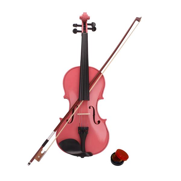 1/2 粉色小提琴+盒+弓子+松香-2