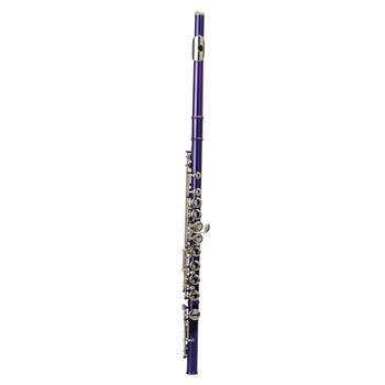 紫色16孔C调闭孔白铜长笛+通条棒+清洁布+润滑剂+螺丝刀