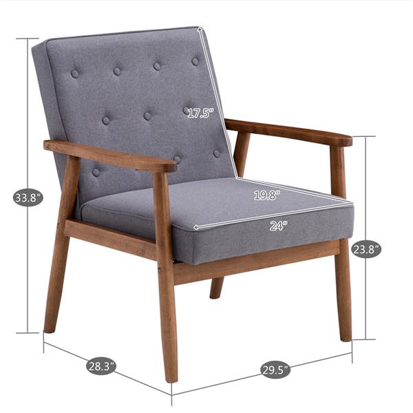 A款复古的现代木质 单人沙发椅，灰色布料（75x69x84CM）-18