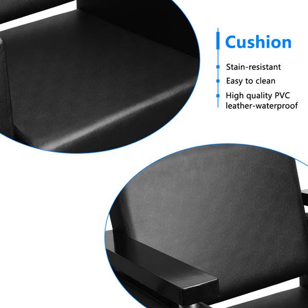 PVC皮革 木制扶手 镀铬钢底座 方形底座 150kg 黑色 HZ8803 理发椅-31