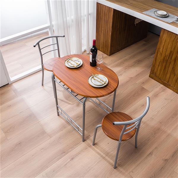 【旧编码：13371252】棕色木纹PVC早餐桌 （一桌两椅）【80x53x76cm】-43