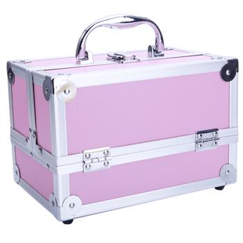 铝合金带镜子手提化妆箱SM-2176粉色