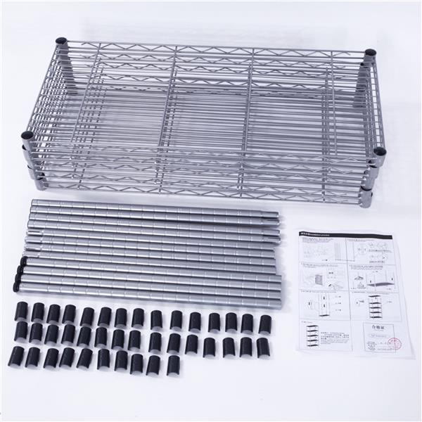 碳钢长方形金属5层储物架-银灰色-1