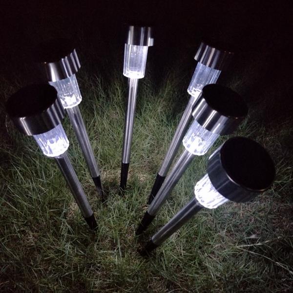 10PC  花园草坪灯 小管灯 太阳能小管不锈钢高亮白光灯-28