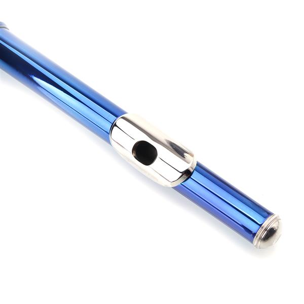 蓝色16孔C调闭孔白铜长笛+通条棒+清洁布+润滑剂+螺丝刀-16