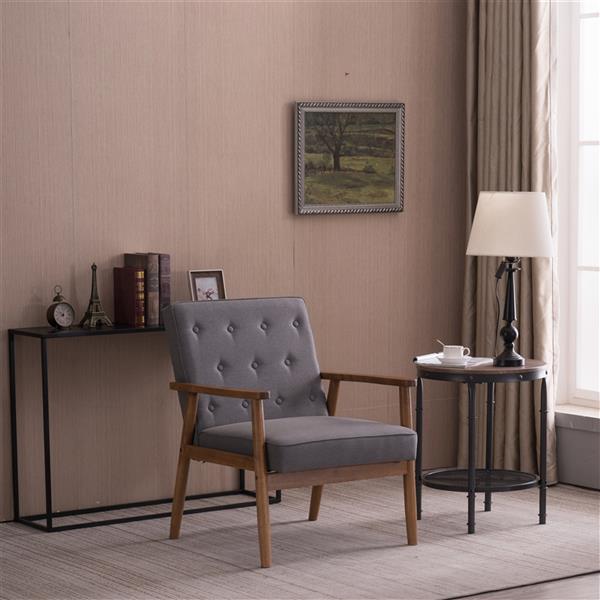 A款复古的现代木质 单人沙发椅，灰色布料（75x69x84CM）-27