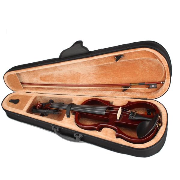 4/4 棕色钢琴烤漆电声小提琴+盒+琴弓+松香+耳机+连接线 V-002-18