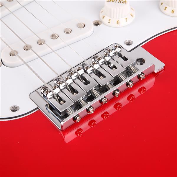 ST玫瑰木指板电吉他(红色)+包+背带+拨片+摇把+连接线+扳手工具-16
