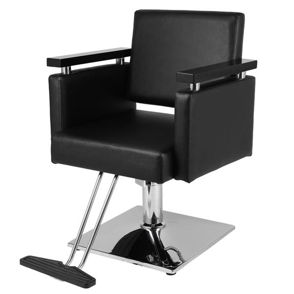 PVC皮革 木制扶手 镀铬钢底座 方形底座 150kg 黑色 HZ8803 理发椅-7