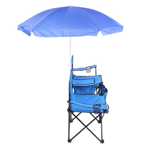 户外沙滩钓鱼椅含伞 蓝色-8