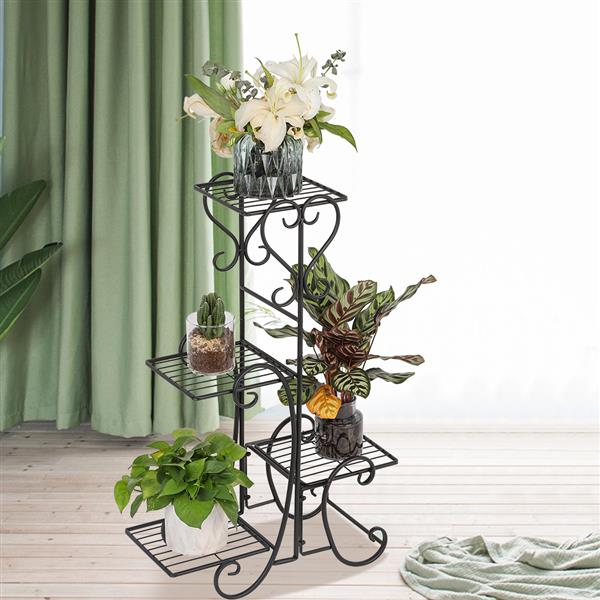 一个装黑色烤漆32.3英寸高 4座方形盆栽位植物架（MR-HJ002 带配件）-12