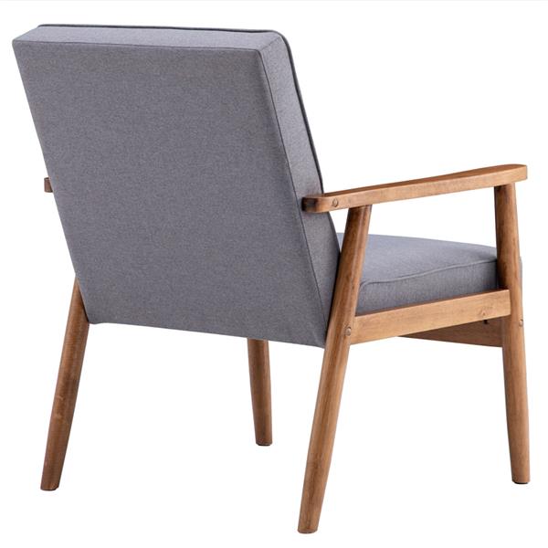 A款复古的现代木质 单人沙发椅，灰色布料（75x69x84CM）-4