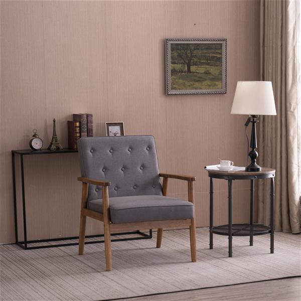 A款复古的现代木质 单人沙发椅，灰色布料（75x69x84CM）-26