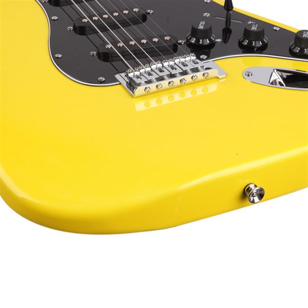 ST黑护板电吉他(黄色)+音响+包+背带+拨片+摇把+连接线+扳手工具-12