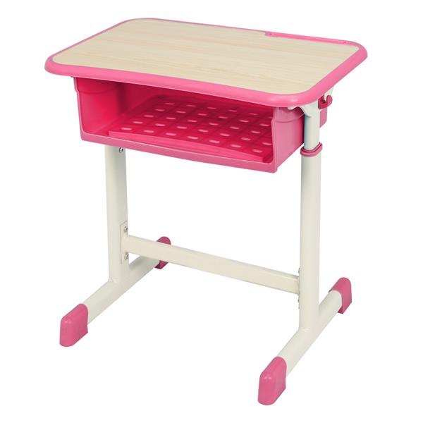 学生桌椅套装B款 白烤漆 木纹面 粉色塑料【60x40x(63-75)cm】-11