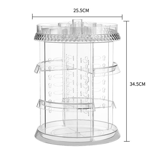 透明塑料360°旋转可调节七层式顶部规则化妆品收纳盒-3