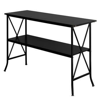 1个装黑色密度板台面黑色铁艺底座2层玄关桌（HT-JJ008）