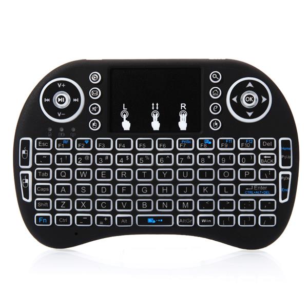 MINI i8 空中飞鼠 2.4G迷你无线键盘 air mouse 带触摸板三色背光 黑色-10
