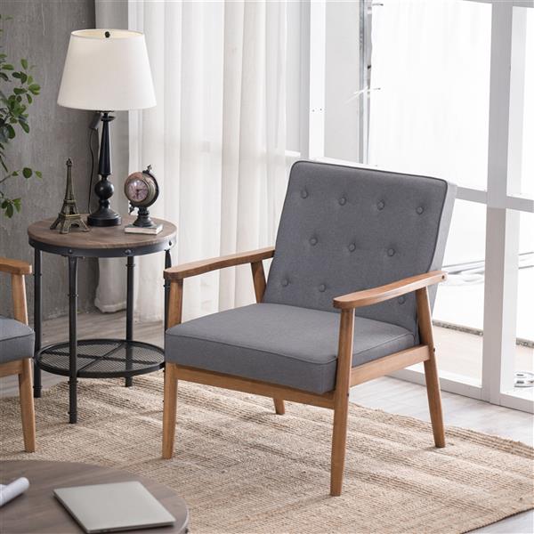 A款复古的现代木质 单人沙发椅，灰色布料（75x69x84CM）-41