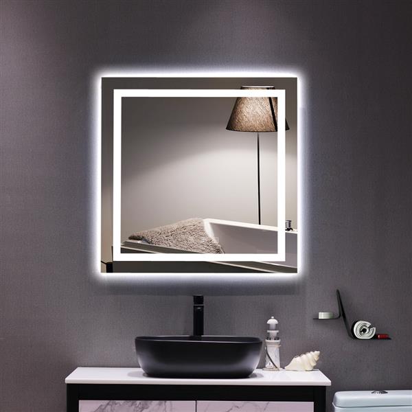 方形触摸LED浴室镜 三色调光-32*32"-4