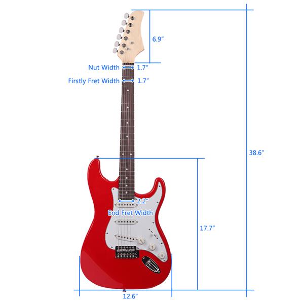 ST玫瑰木指板电吉他(红色)+包+背带+拨片+摇把+连接线+扳手工具-18