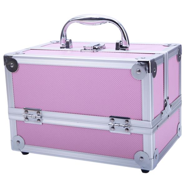 铝合金带镜子手提化妆箱SM-2176粉色-2