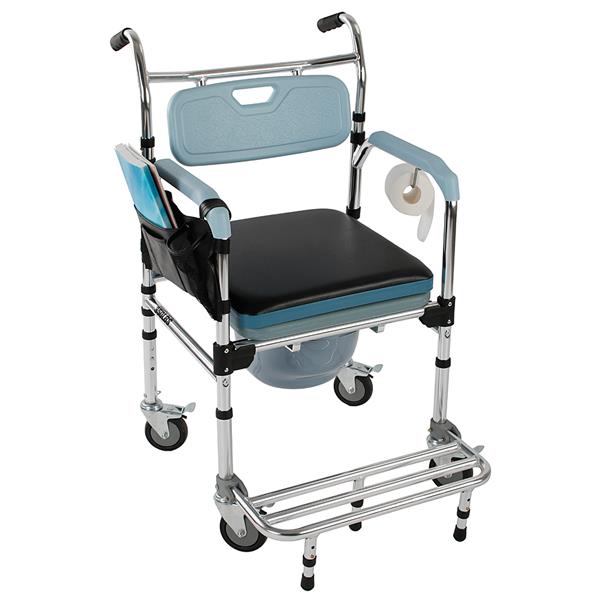 四合一多功能铝合金便盆老人坐便椅孕妇座便器可折叠洗澡椅残疾人马桶椅轮椅-CST-2069-6