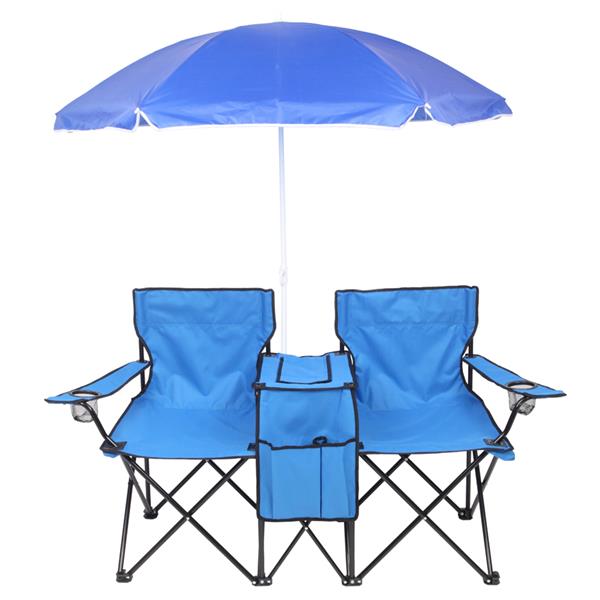 户外沙滩钓鱼椅含伞 蓝色-53