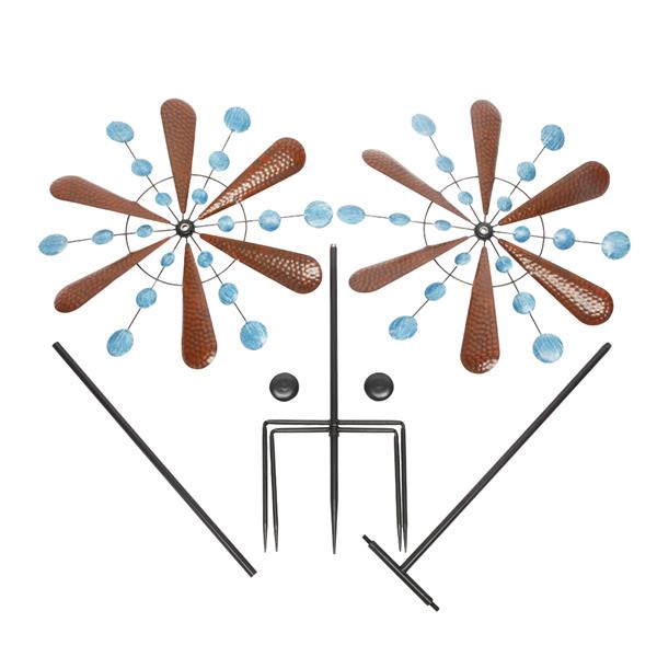 铁艺风车-铜叶蓝点-2