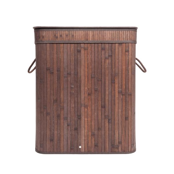 翻盖式折叠脏衣篮（竹质）-深棕色-9