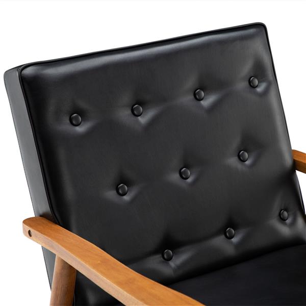 A款复古的现代木质 单人沙发椅，黑色PU （75x69x84CM）-10