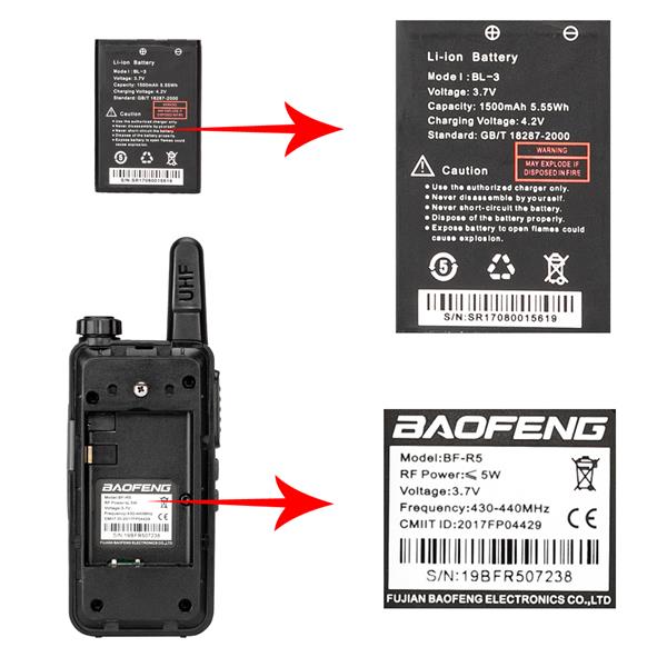 【美规】一对装宝锋BF-R5免执照UHF400-470MHz USB FRS 对讲机（此款在亚马逊平台存在侵权风险）-27