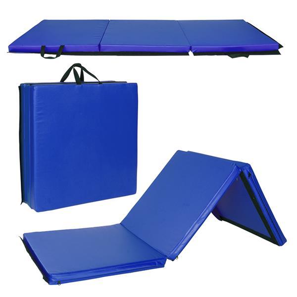 【HMJS】55"x24"x1.2" 三折体操瑜伽垫带手提粘扣 蓝色-4