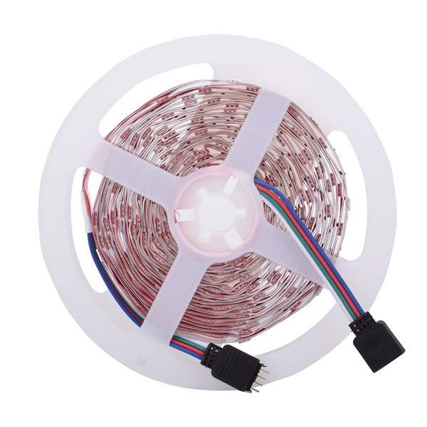 12V 5M SMD 3528灯珠 300灯-RGB-IR44-不防水不滴胶 灯带套装（24W 白色灯板） 配2A电源 24键控制器-12