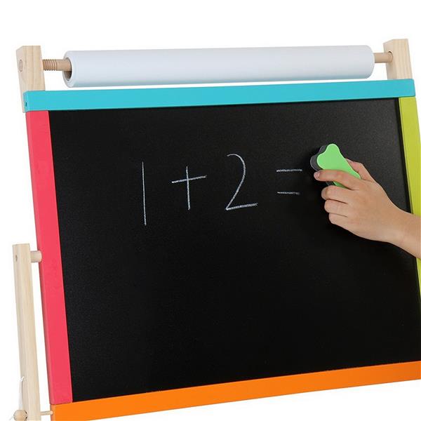【TS】木质玩具：多功能教学画架 配黑板/彩色粉笔/黑白板擦/卷纸/算珠 W12B103-8