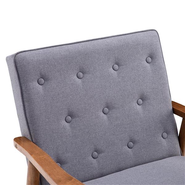 A款复古的现代木质 单人沙发椅，灰色布料（75x69x84CM）-7