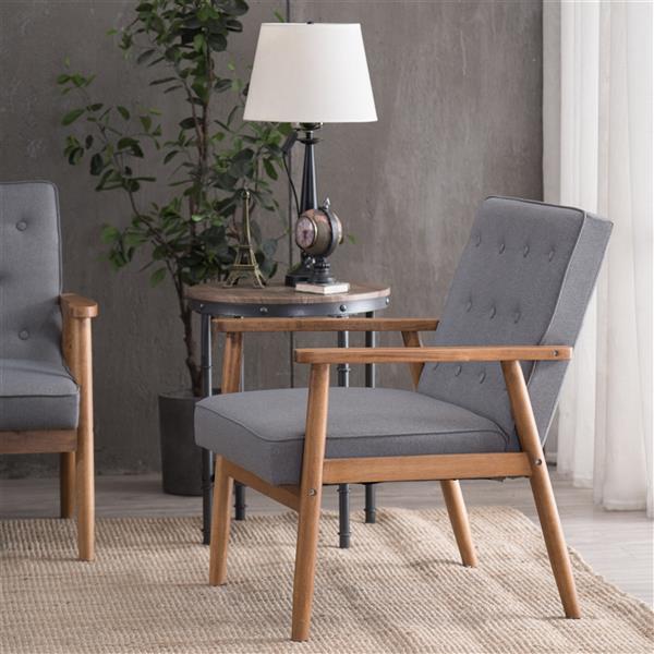 A款复古的现代木质 单人沙发椅，灰色布料（75x69x84CM）-46