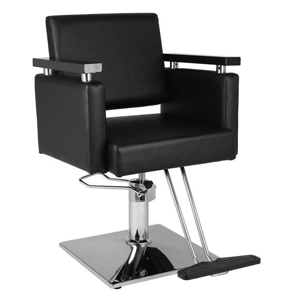 PVC皮革 木制扶手 镀铬钢底座 方形底座 150kg 黑色 HZ8803 理发椅-1