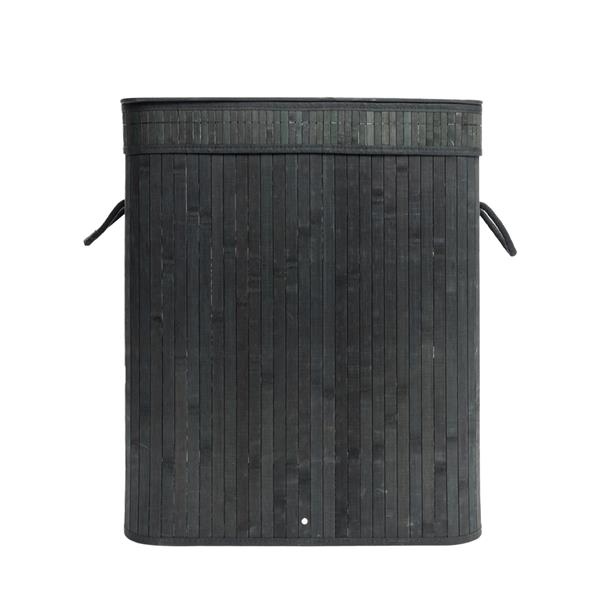 翻盖式折叠脏衣篮（竹质）-黑色-21