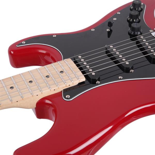 ST黑护板电吉他(红色)+音响+包+背带+拨片+摇把+连接线+扳手工具-14