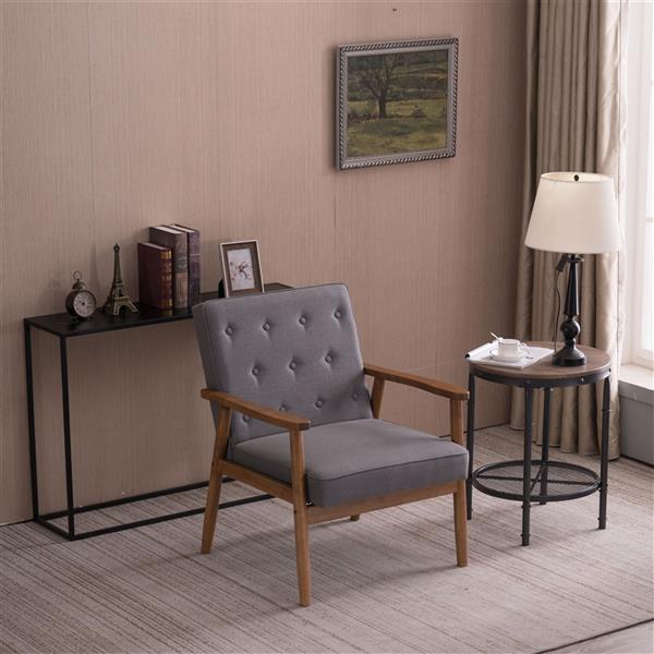 A款复古的现代木质 单人沙发椅，灰色布料（75x69x84CM）-28