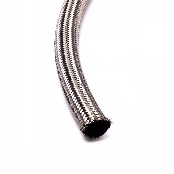 6AN 15ft Universal Stainless Steel Nylon Braided Fuel Hose Silver-9