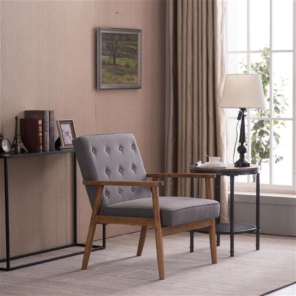 A款复古的现代木质 单人沙发椅，灰色布料（75x69x84CM）-30