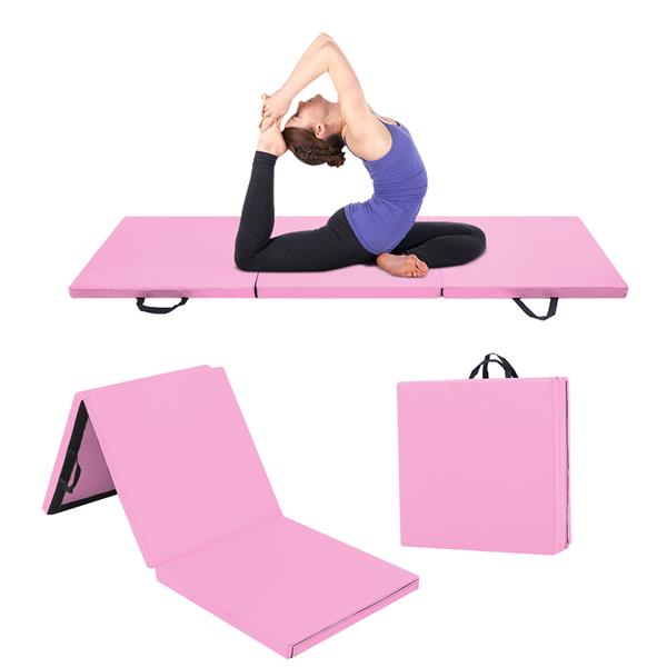 【SKS】6'*2'*2" 三折体操瑜伽垫带手提粘扣 粉色-31