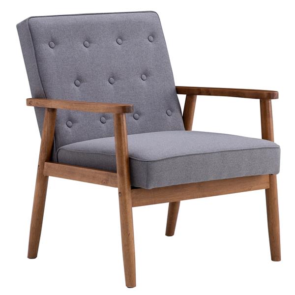 A款复古的现代木质 单人沙发椅，灰色布料（75x69x84CM）-5