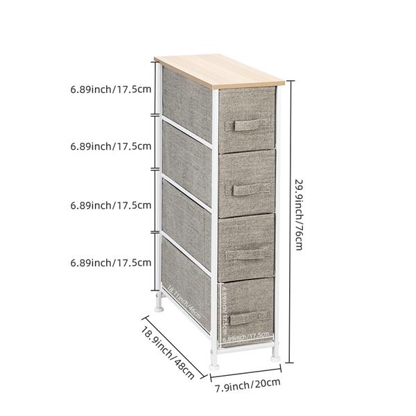 四层边缝小抽屉式铁制无纺布抽屉置物架-亚麻色-3